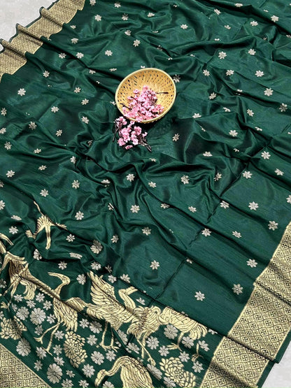 Jungle Green Kosa Silk Saree