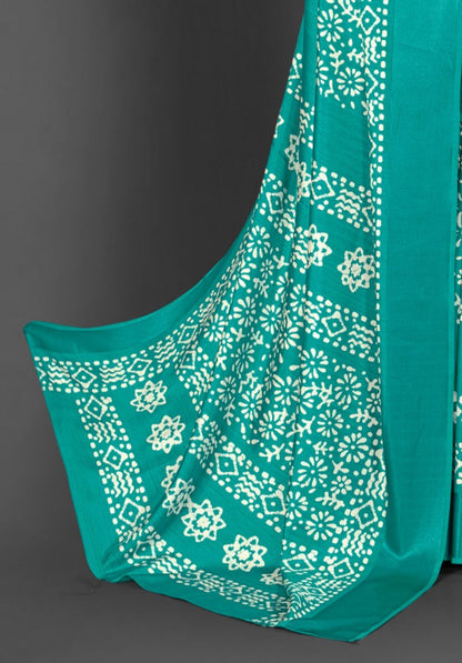 Jungle Green Printed Dola Silk Saree