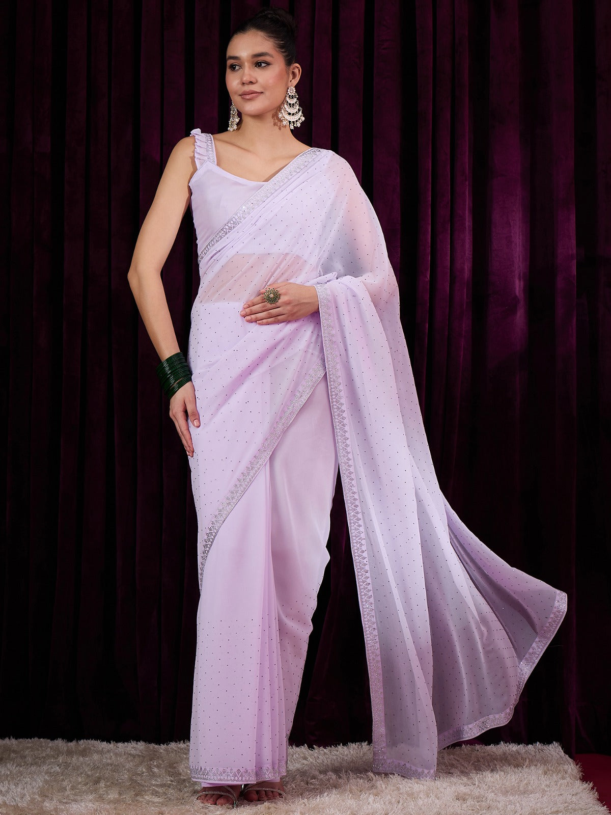 Lavender Georgette Saree