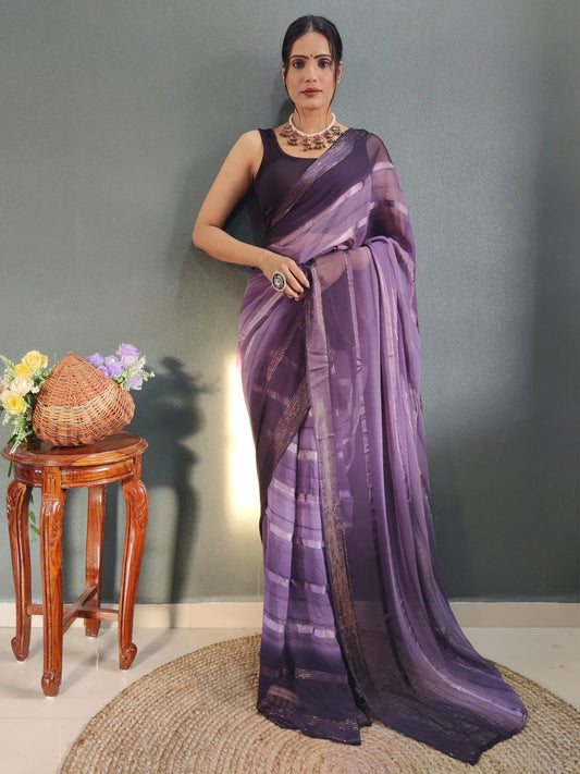 Lilac Purple Georgette Saree