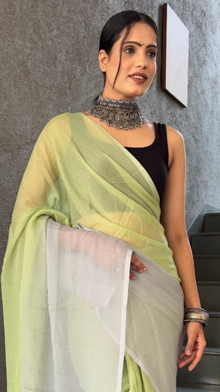 Lime Green Georgette Saree