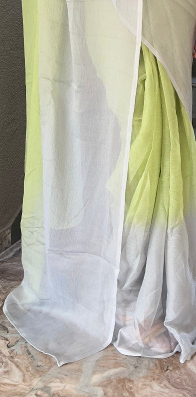 Lime Green Georgette Saree