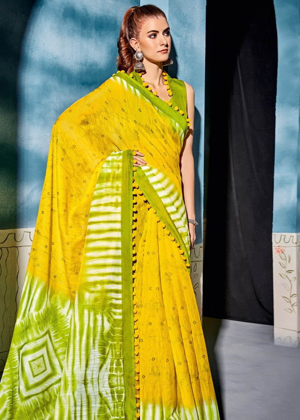 Lime Yellow Cotton Saree