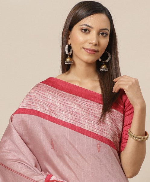 Lotus Pink Printed Bhagalpuri Silk Saree