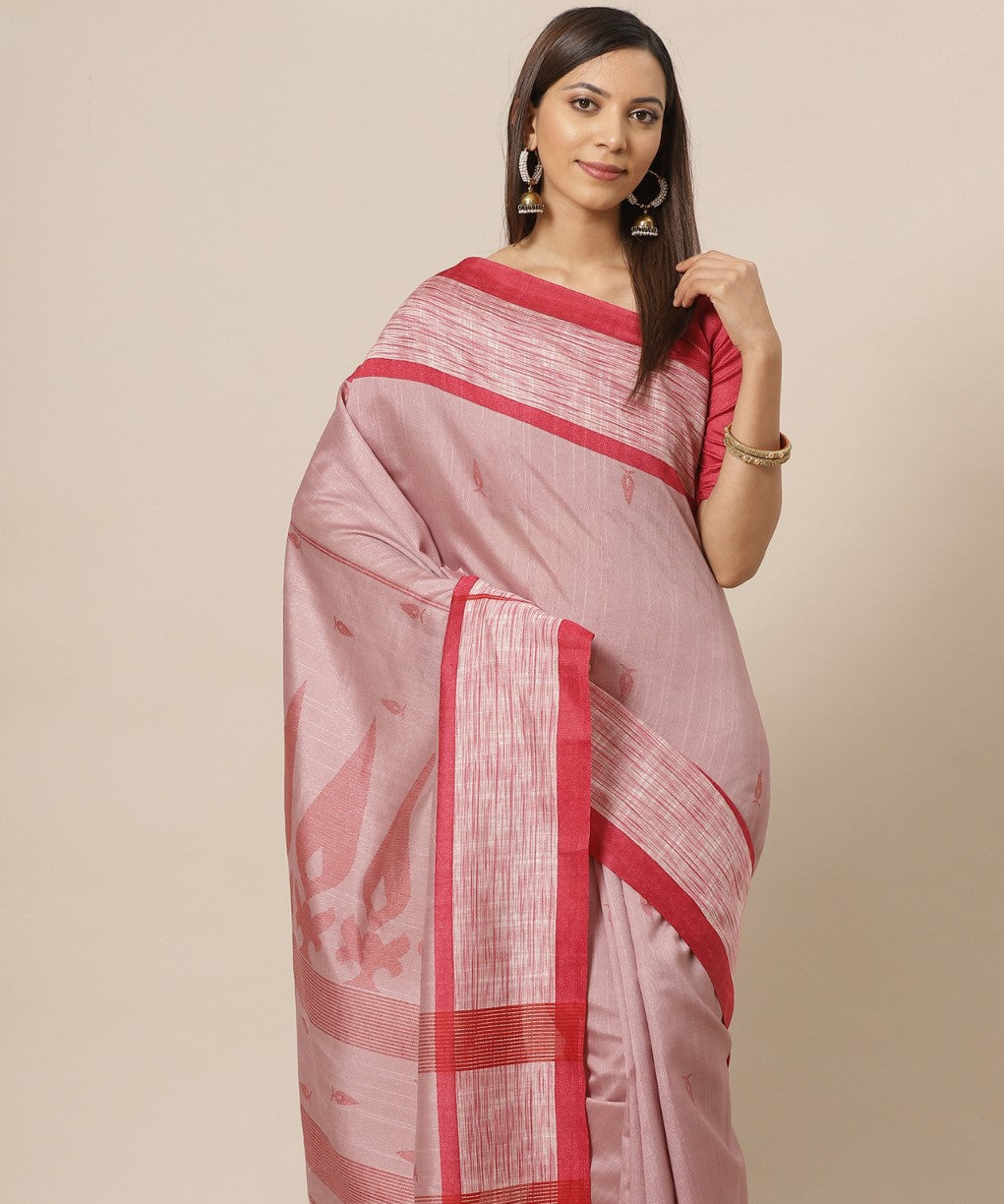 Lotus Pink Printed Bhagalpuri Silk Saree