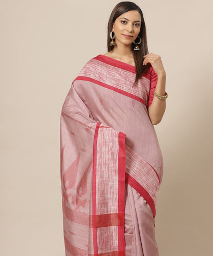 Lotus Pink Printed Bhagalpuri Silk Saree