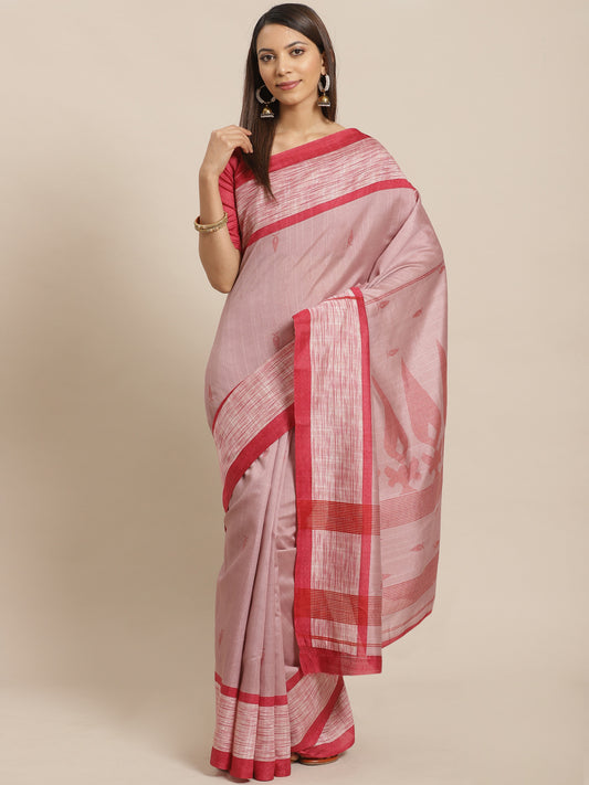 Lotus Pink Printed Bhagalpuri Silk Saree