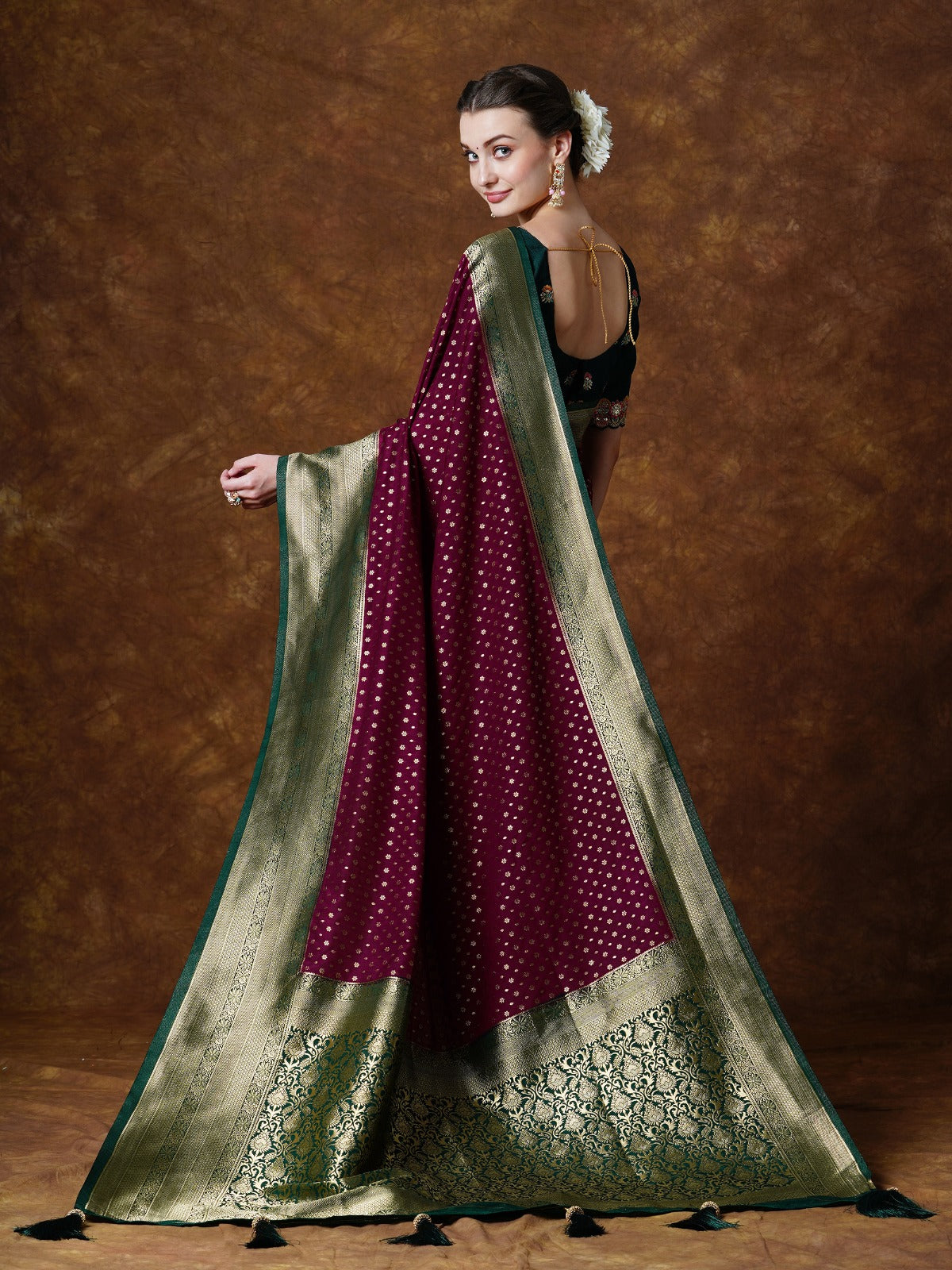 Maroon Woven Kanjivaram Saree