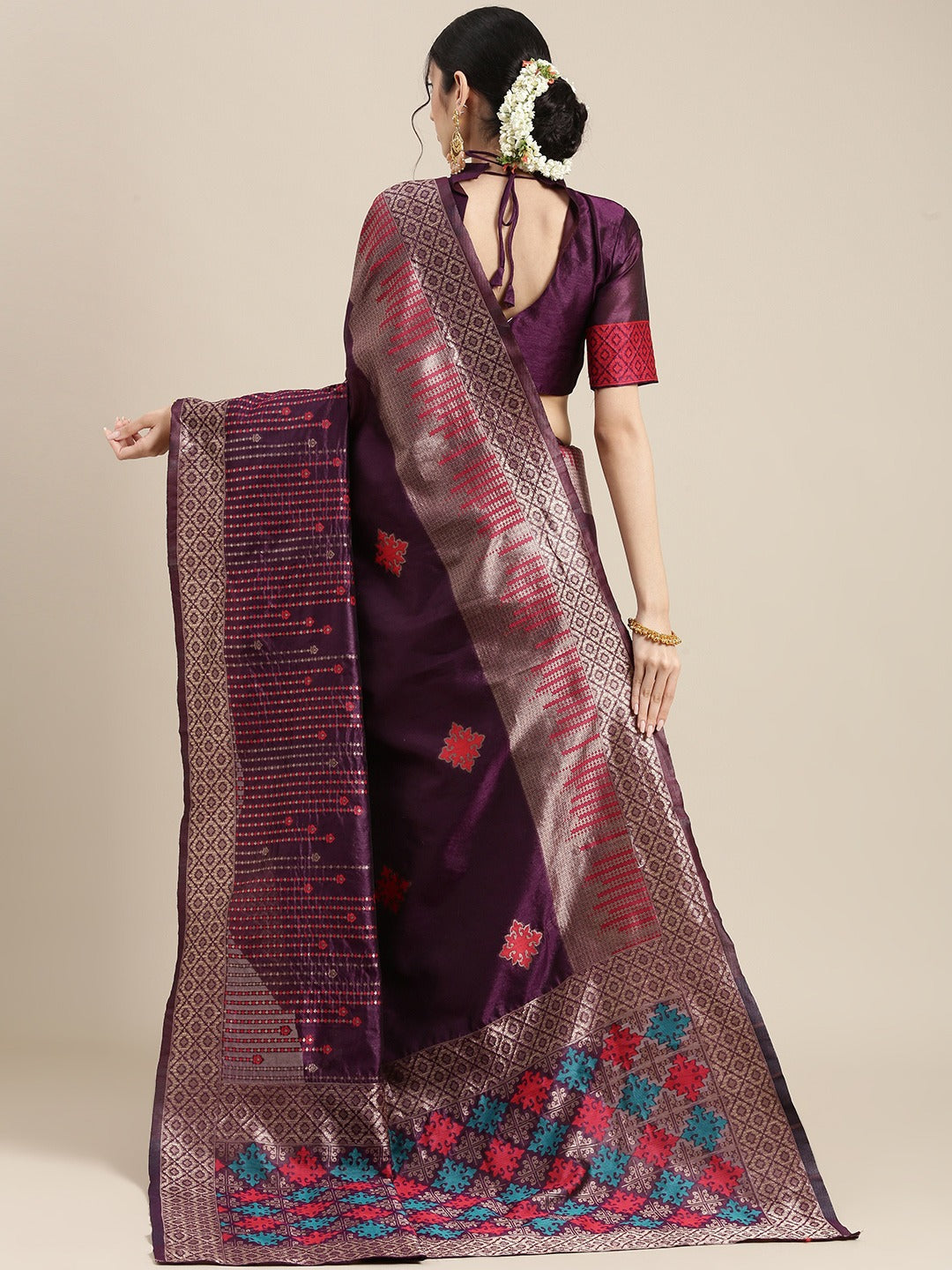 Maroon Woven Banarasi Silk Saree