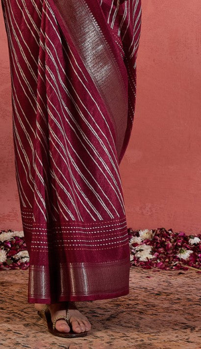 Maroon Sungudi Silk Saree
