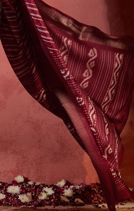 Maroon Sungudi Silk Saree