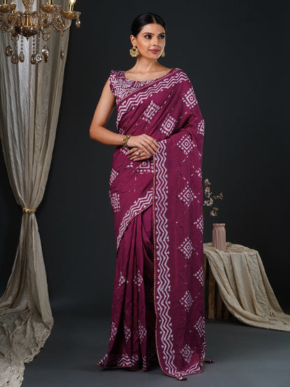 Sequins Silk Saree
