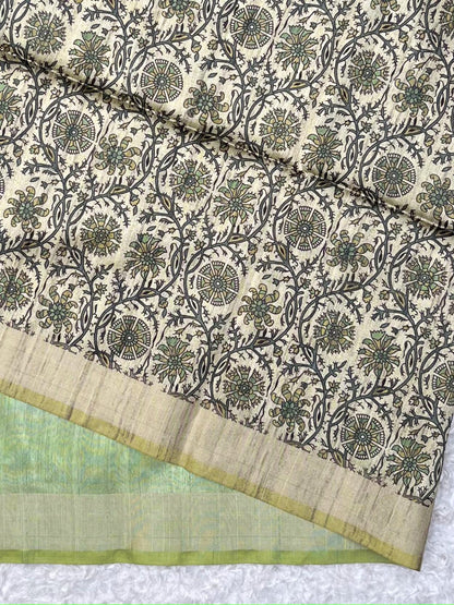 Mint Green Premium Tussar Silk Saree