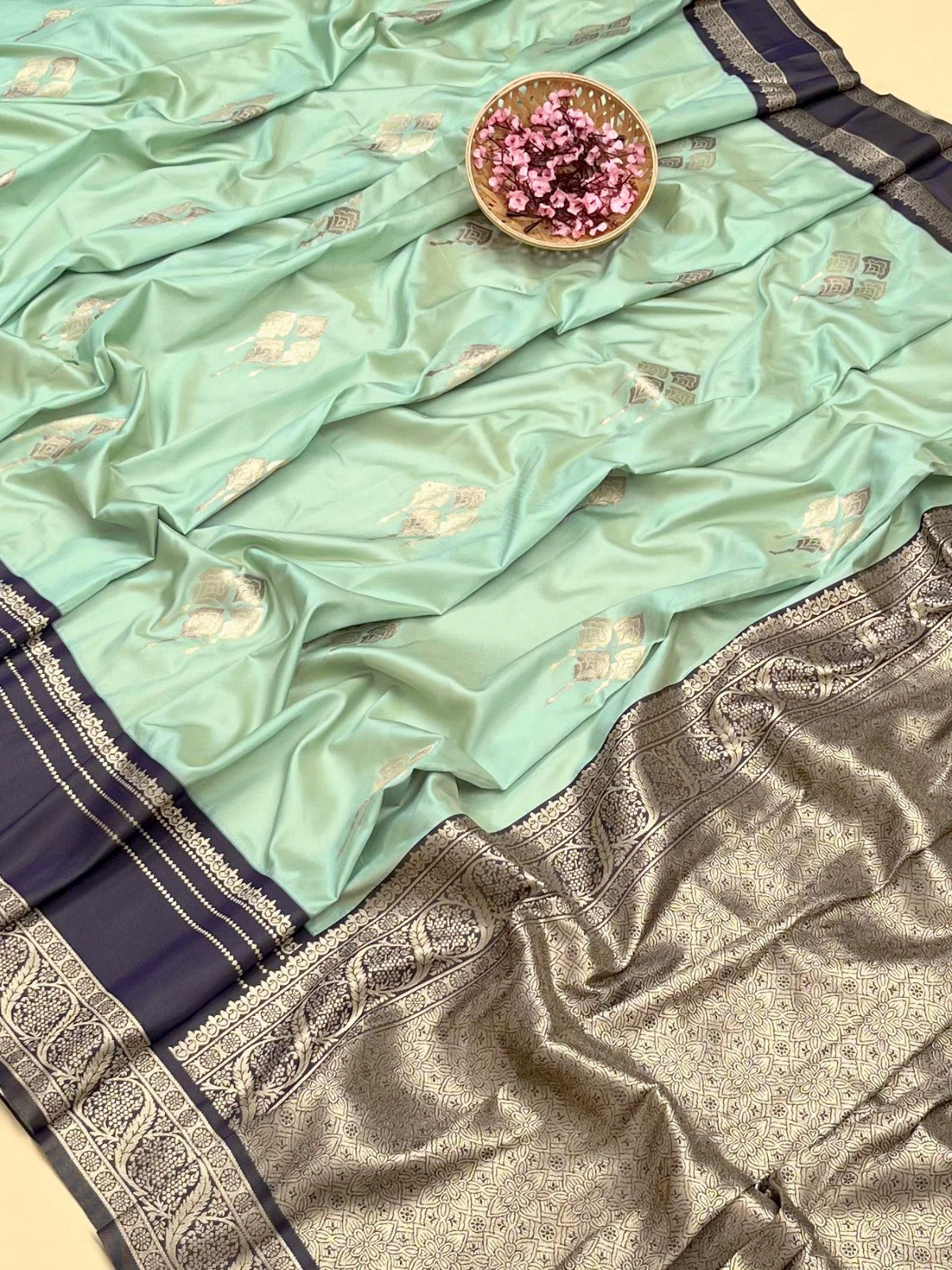Mint Green Banarasi Silk Saree