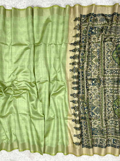 Mint Green Premium Tussar Silk Saree