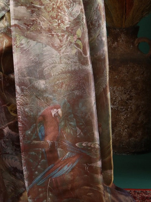 Mocha Abstract Organza Saree