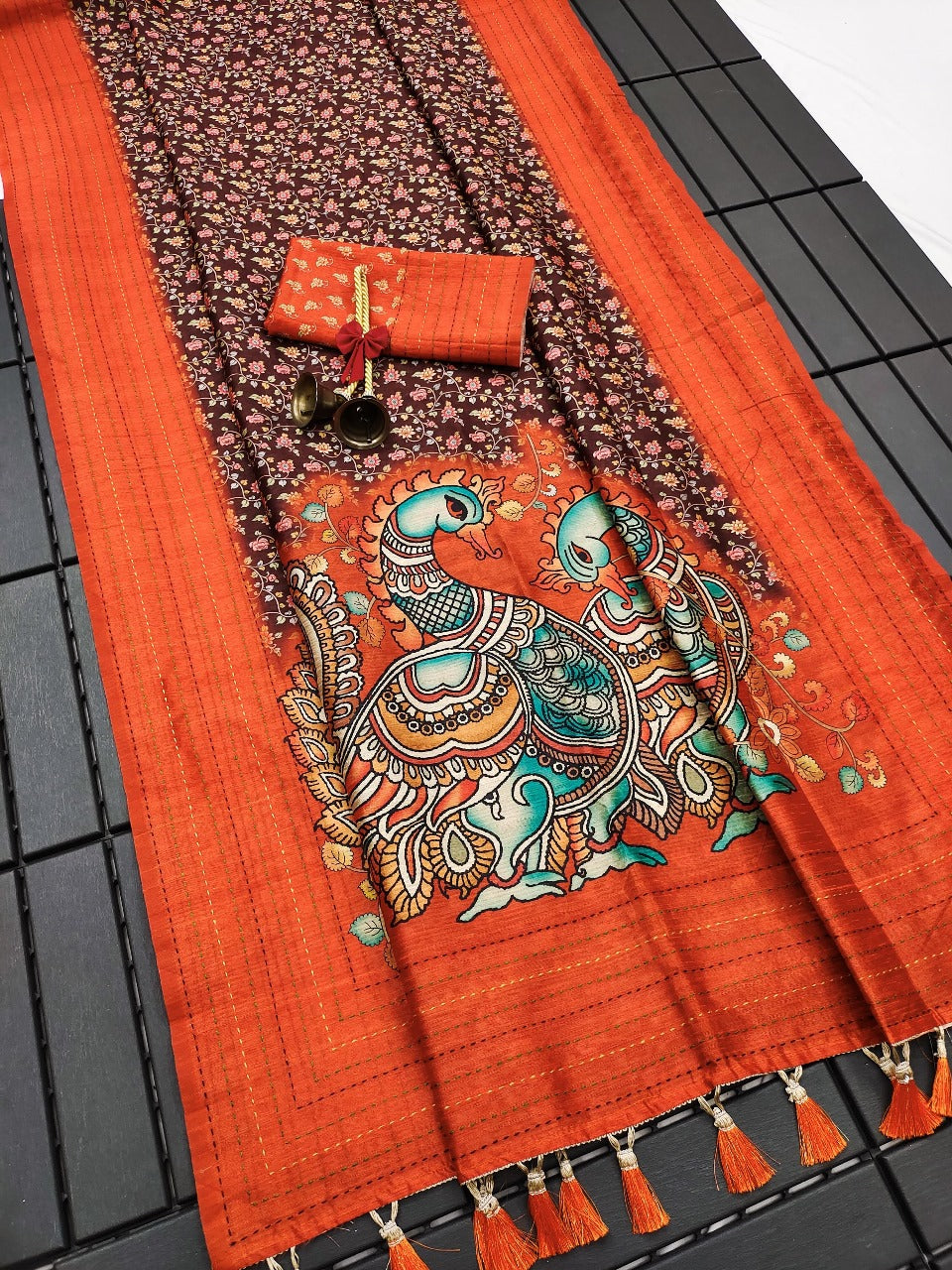 Mocha Brown Premium Tussar Silk Saree