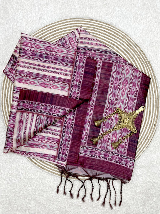Mulberry Violet Tussar Silk Saree