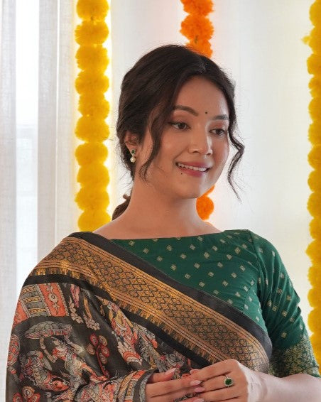 Multicolor Printed Silk Saree