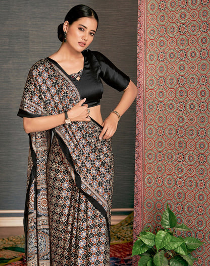 Multicolor Ajrak Crepe Saree