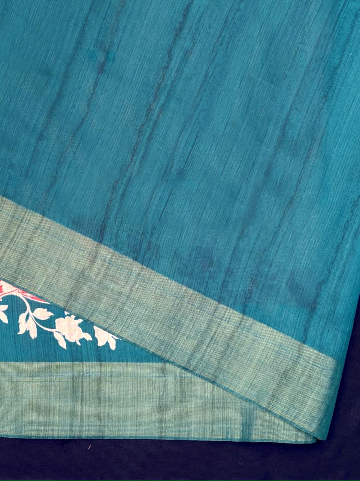 Multicolor With Blue Border Tussar Silk Saree