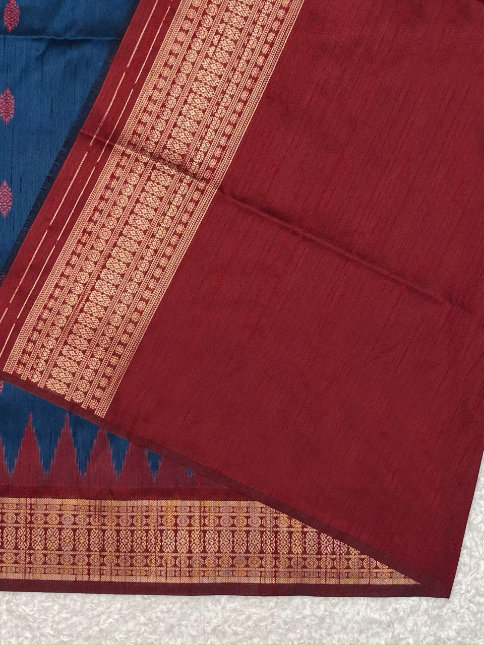 Navy Blue Desi Tussar Silk Saree