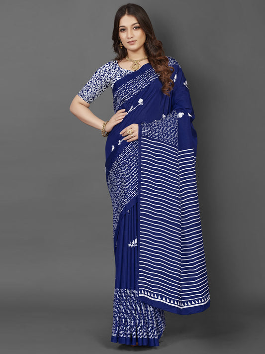 Navy Blue Dola Silk Saree