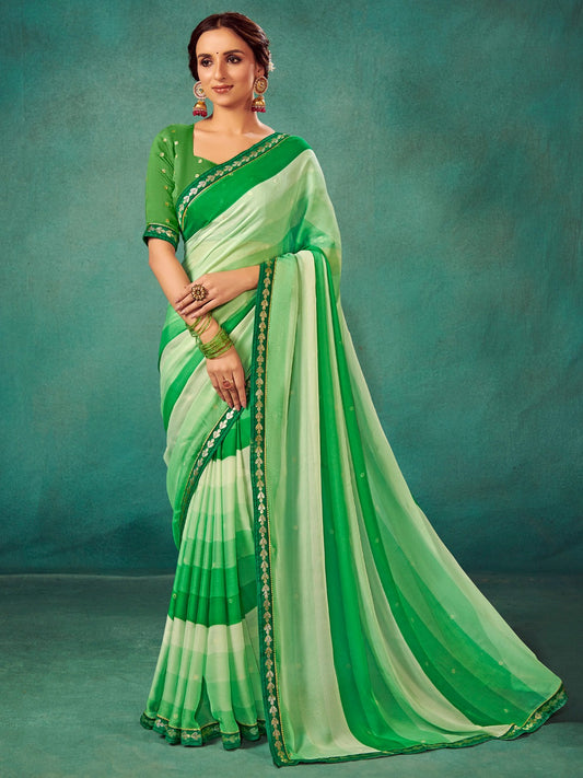 Parakeet Green Chiffon Saree