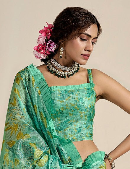 Parakeet Green Kota Cotton Saree