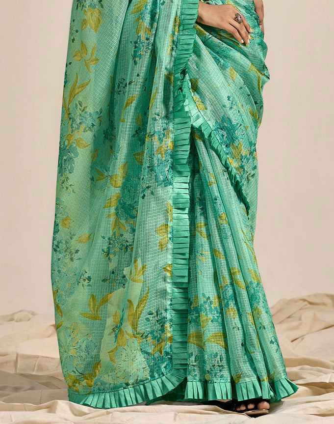 Parakeet Green Kota Cotton Saree