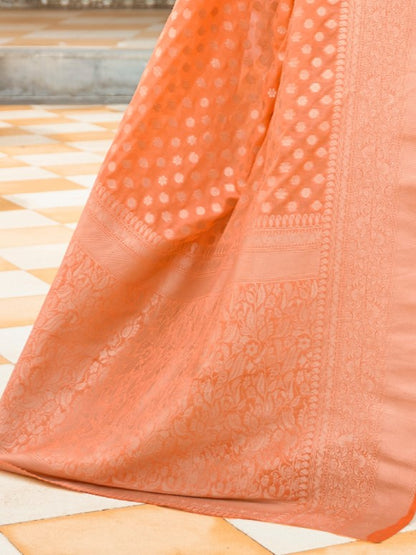 Peach Woven Kanjivaram Saree