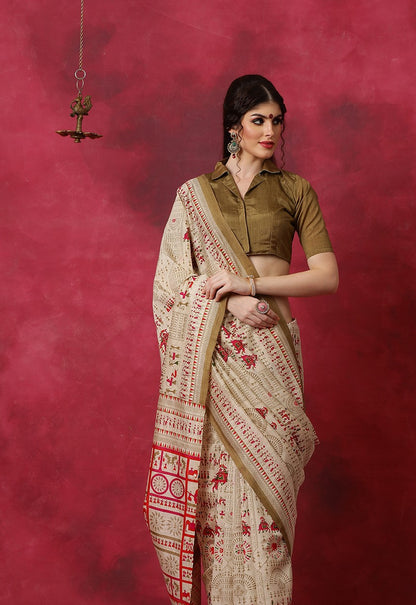 Peanut Brown Bhagalpuri Silk Saree
