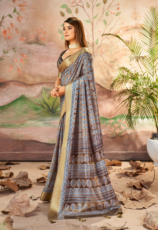 Penny Brown Sungudi Dola Silk Saree
