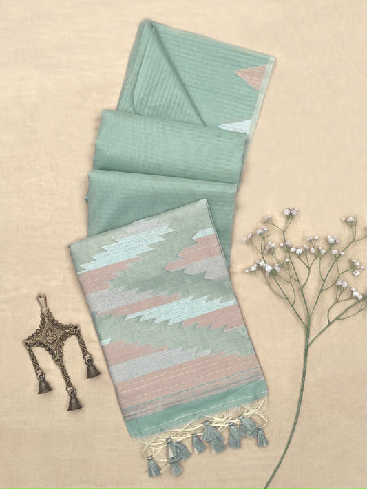 Pista Green Premium Soft Mulmul Cotton Saree