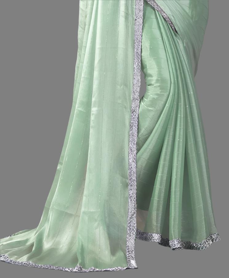 Pista Green Chiffon Silk Saree