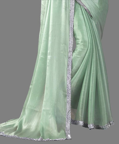 Pista Green Chiffon Silk Saree