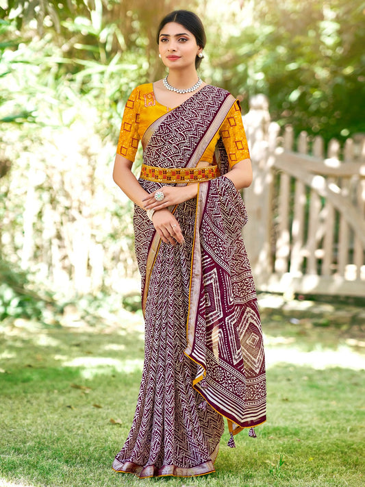 Plum Violet Georgette Saree