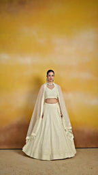 CREAM WHITE GEORGETTE BRIDESMAID LEHENGA CHOLI