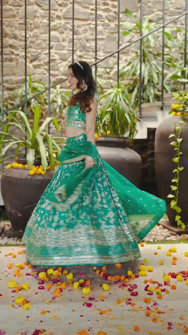 ROYAL GREEN LEHENGA CHOLI