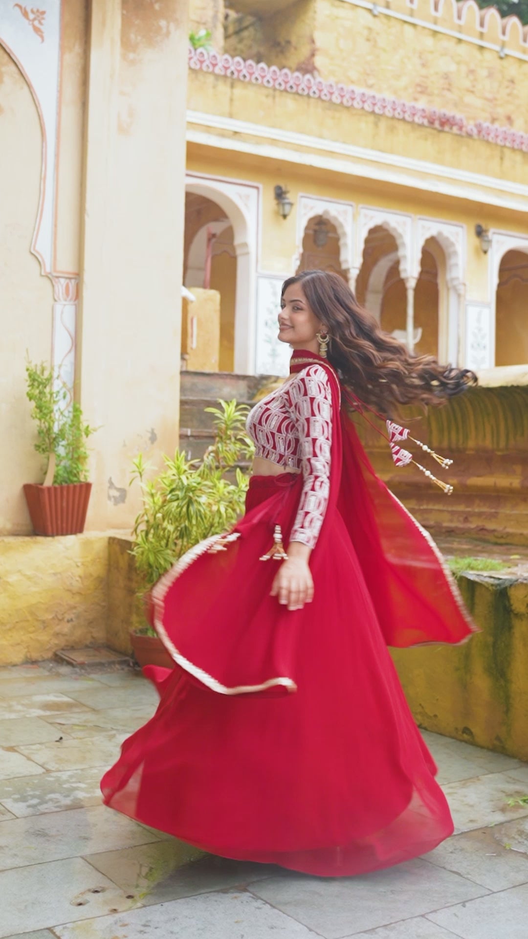 ELEGANT RED FESTIVE LEHENGA CHOLI