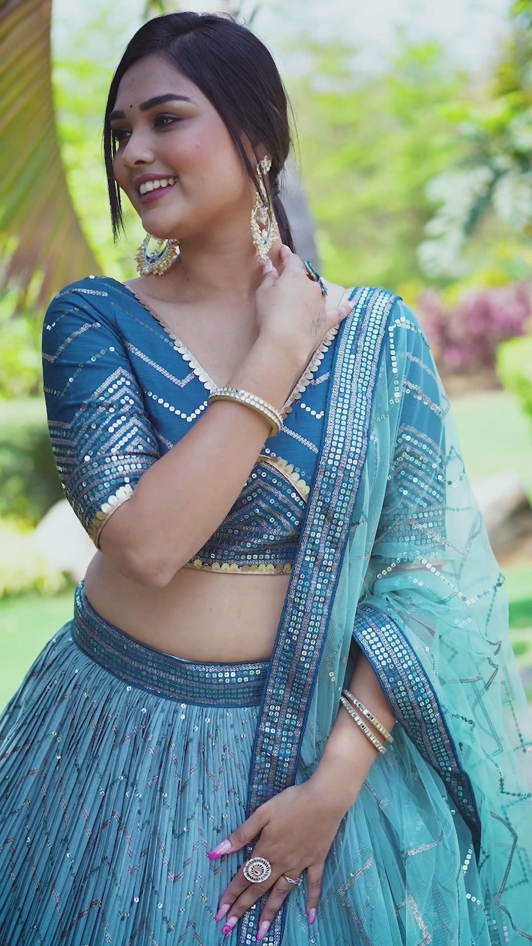 BLUE VELVET RECEPTION LEHENGA CHOLI