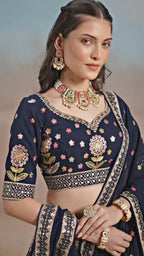 DENIM BLUE WEDDING LEHENGA