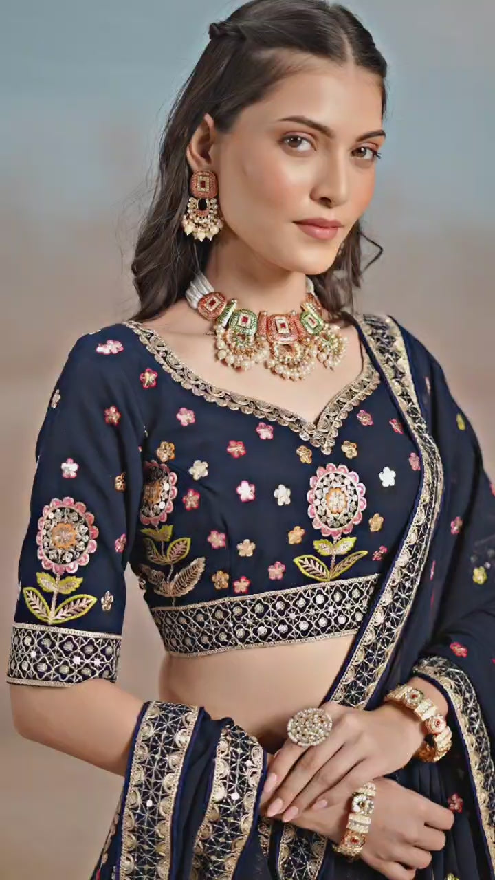 DENIM BLUE WEDDING LEHENGA
