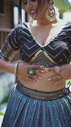 BLUE VELVET RECEPTION LEHENGA CHOLI