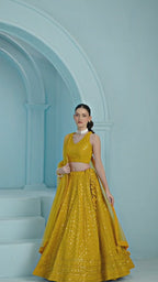 SUNFLOWER YELLOW GEORGETTE BRIDESMAID LEHENGA CHOLI