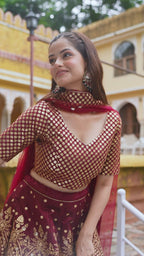 MAROON EMBROIDERED LEHENGA CHOLI