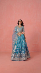 RAMA BLUE GEORGETTE WEDDING LEHENGA