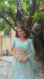 SKY BLUE EMBROIDERED LEHENGA CHOLI