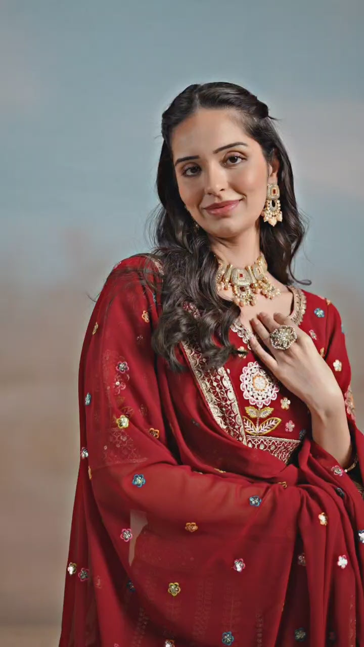 DARK MAROON WEDDING LEHENGA