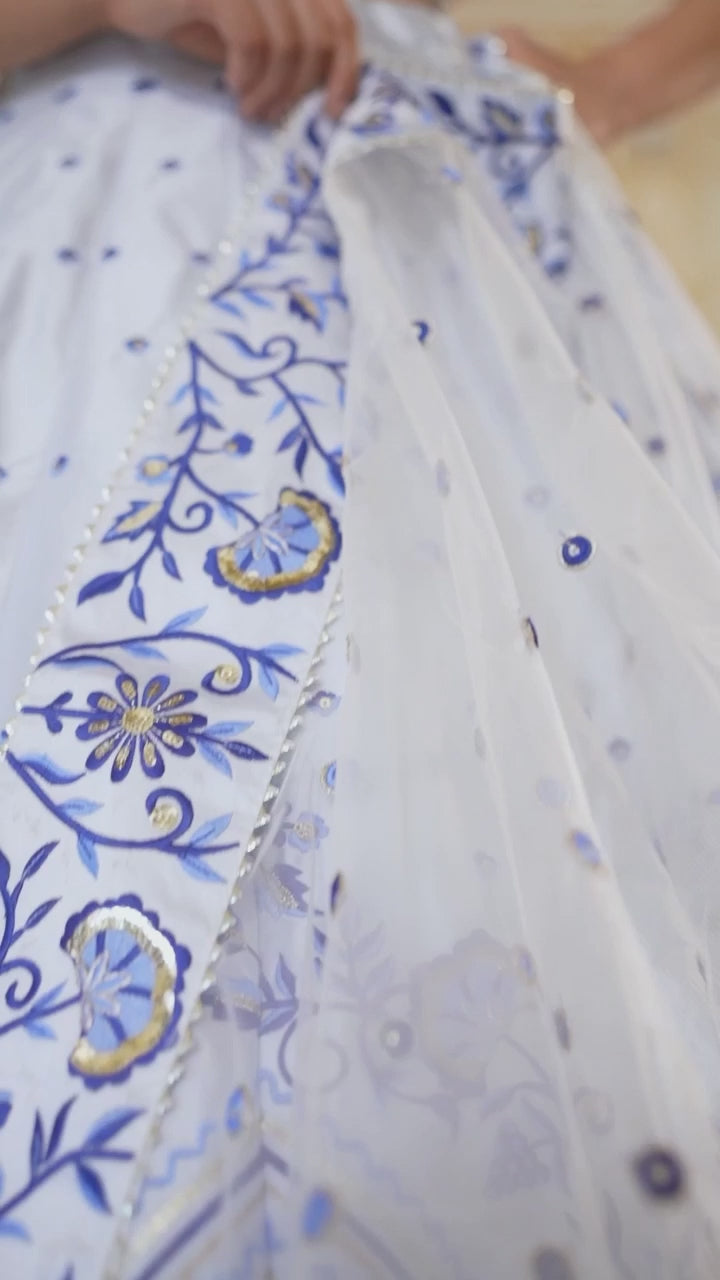 WHITE & BLUE LEHENGA CHOLI